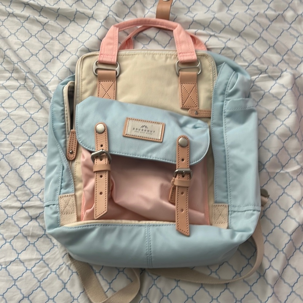 Blue white and pink macaroon doughnut bag